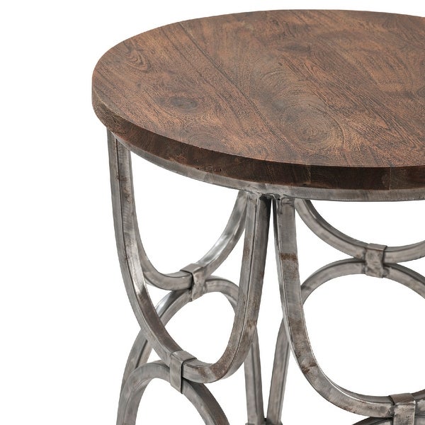 Bengal Manor Mango Wood and Steel Round End Table - 23*23*24