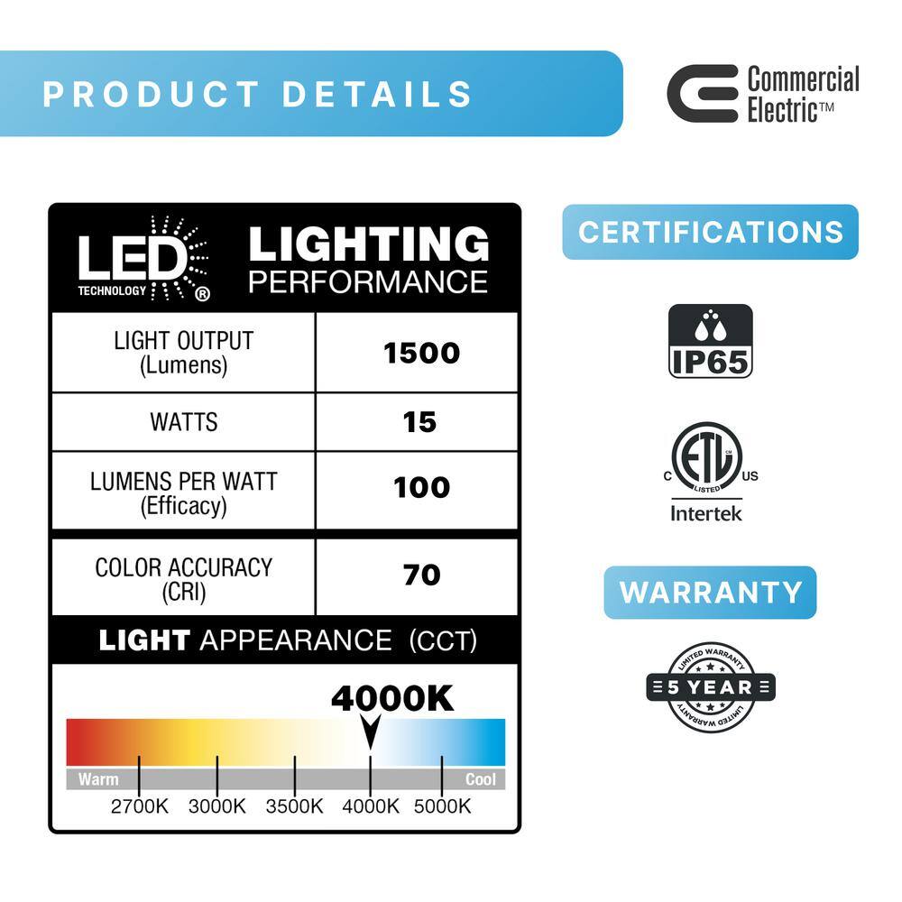 Commercial Electric Twin-Head Directional Bronze Outdoor Integrated LED Flood Light for Outdoor Security Lighting Dusk to Dawn TPAR2-PC-BZ