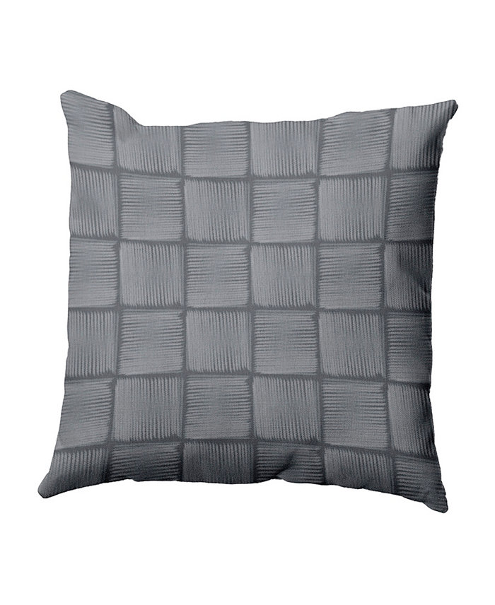 E by Design 16 Inch Gray Decorative Squares Throw Pillow