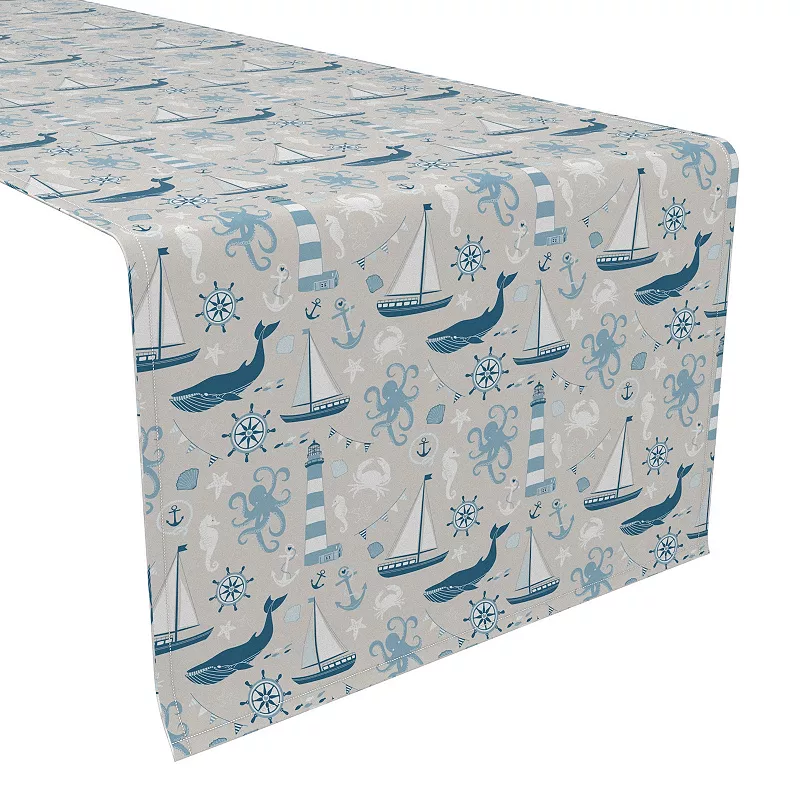 Table Runner， 100% Cotton， 16x108， Elements of the Sea