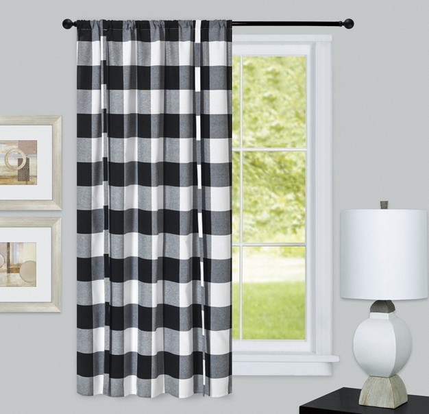 Kate Aurora Country Farmhouse Buffalo Plaid Gingham Single Tie Up Window Curtain Shades