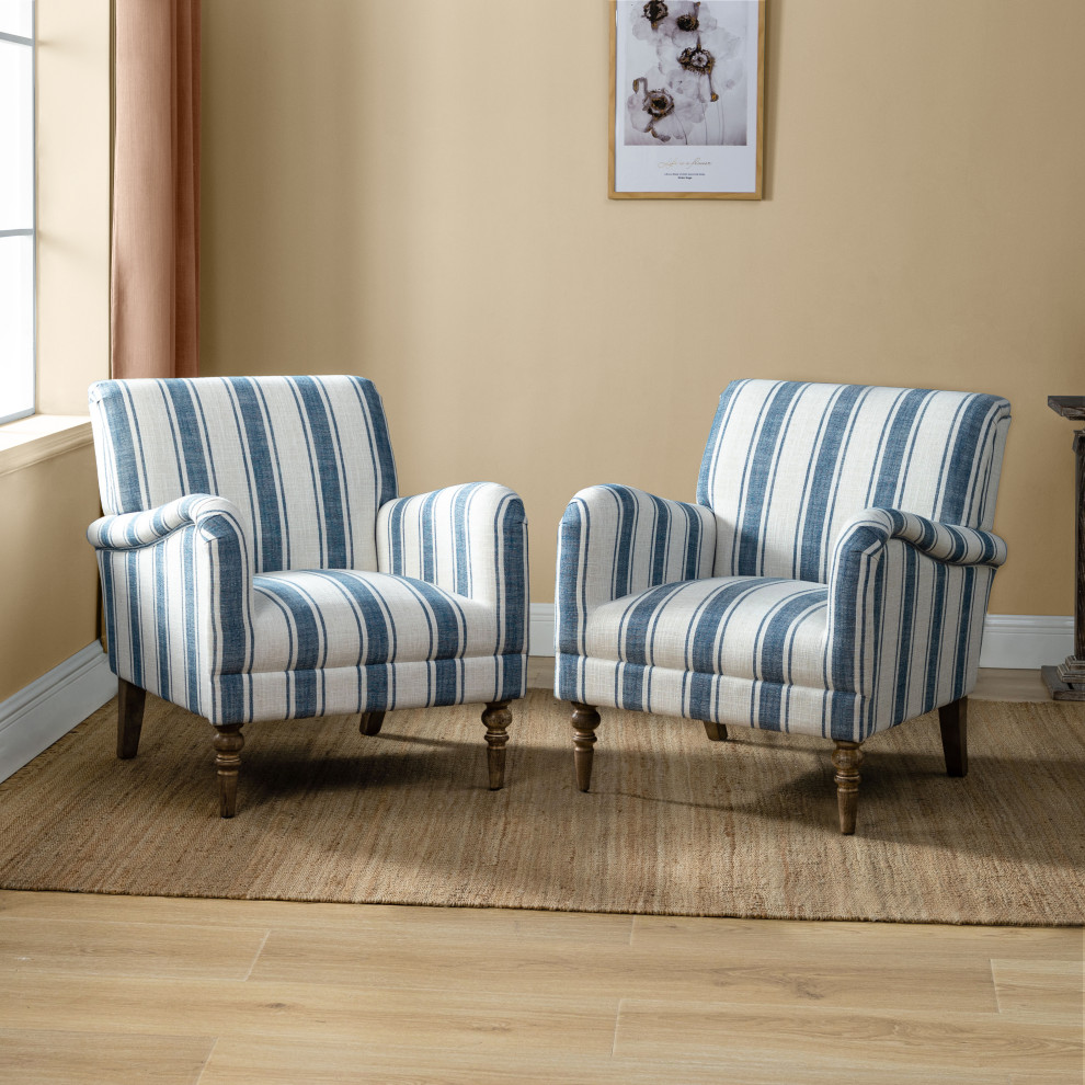 Stripe Armchair Set of 2   French Country   Armchairs And Accent Chairs   by Karat Home  Houzz