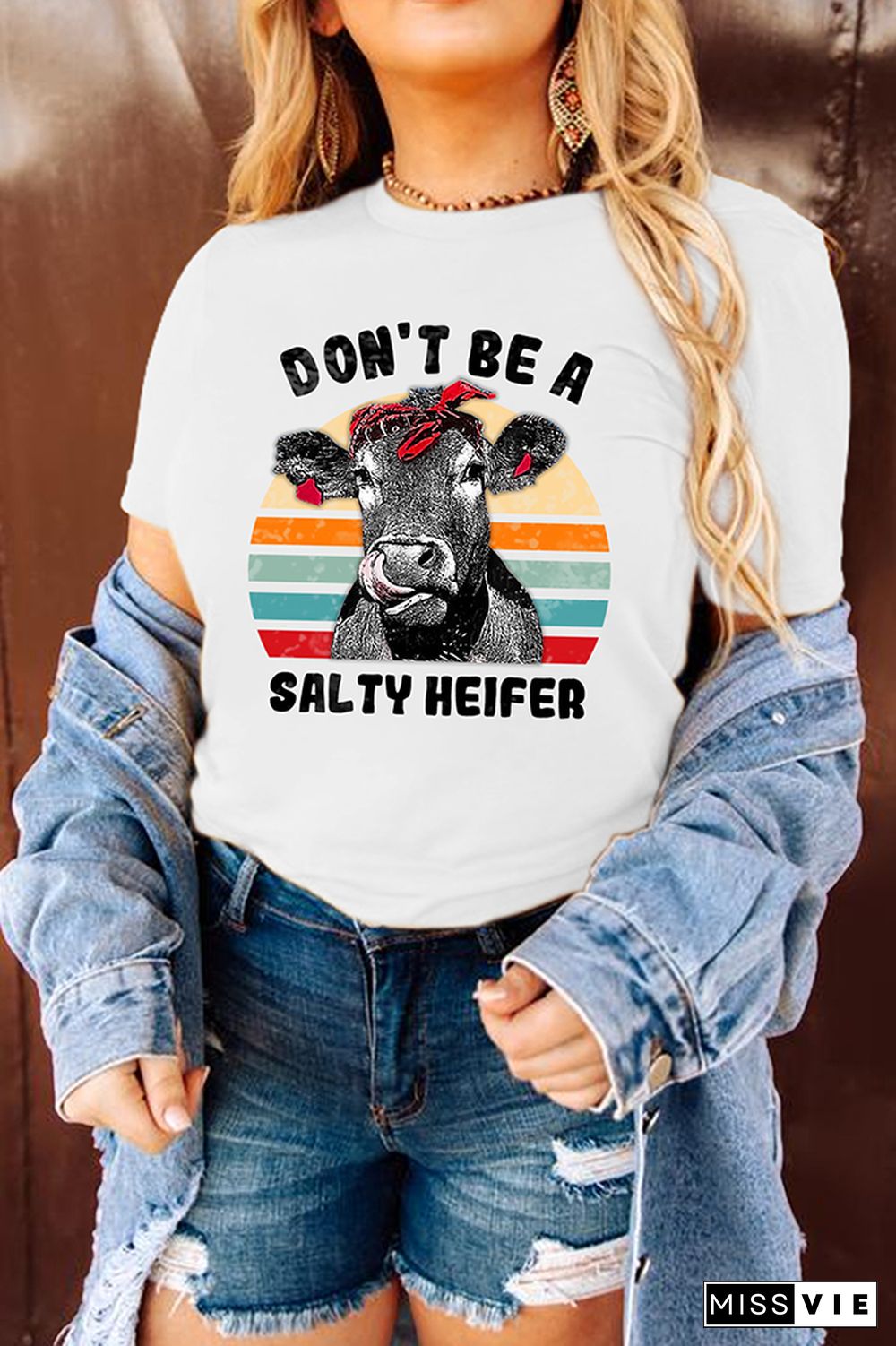 Don't Be A Salty Heifer Print Graphic Tees for Women Wholesale Short Sleeve T shirts Top