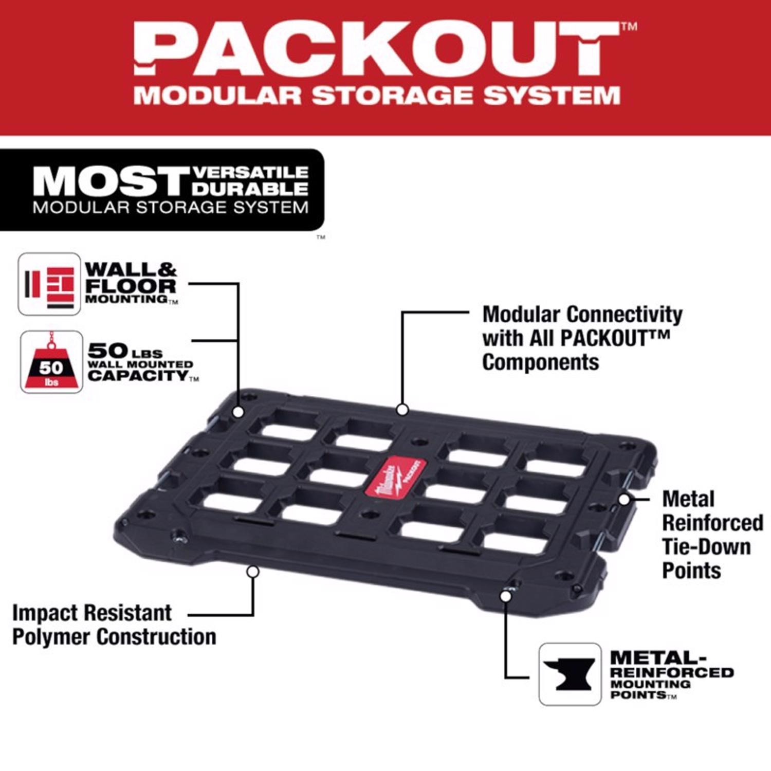 Milwaukee Packout Shop Storage 23.4 in. W X 1.1 in. H X 18.3 in. D Garage Organizer Mounting Plate P