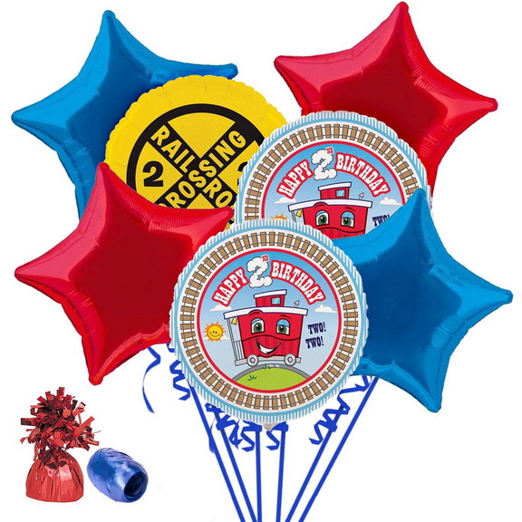 608975 Two Two Train 2nd Birthday Balloon Bouquet ...