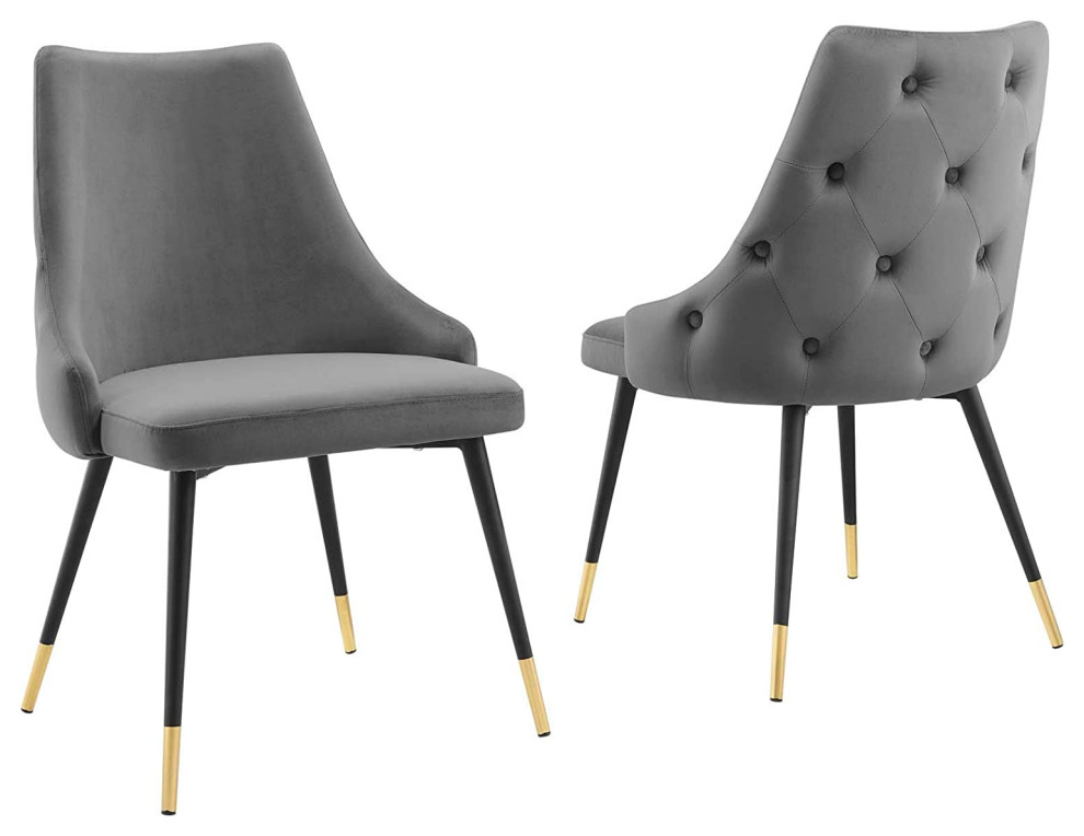 2 Pack Dining Chair  Soft Velvet Seat With Unique Button Tufted Exterior   Transitional   Dining Chairs   by Decor Love  Houzz