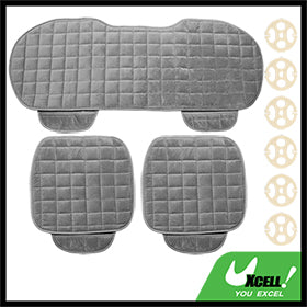 Seat Cover Breathable Plush Pad Chair Cushion Set Front Rear Car Universal Gray