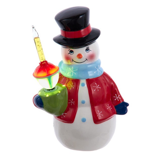 Kurt Adler 10 inch Ceramic Snowman With Bubble Light