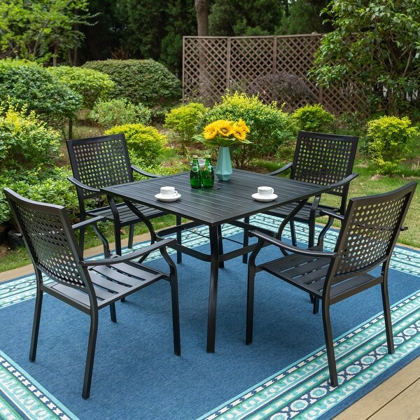 5piece Outdoor Ecoated Patio Dining Set with Stackable Chairs