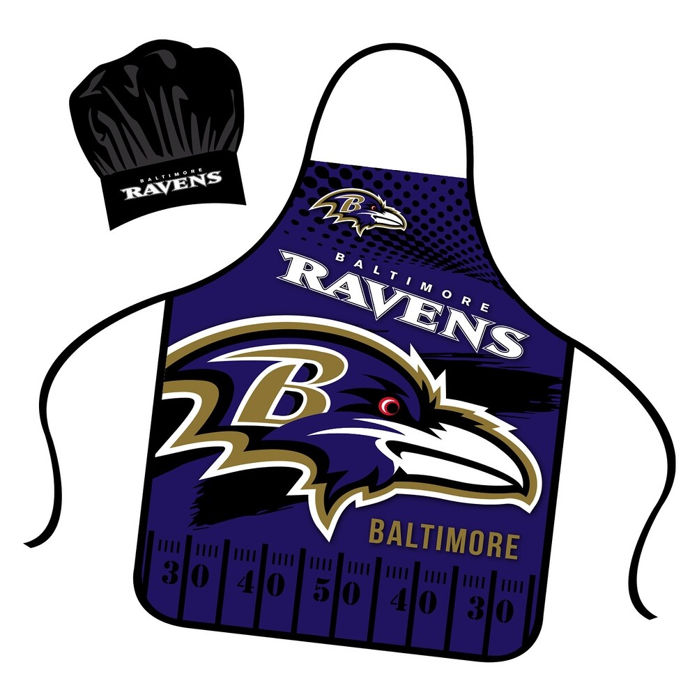 NFL Apron   Chef Hat Set  with Large Team Logo   Baltimore Ravens   31\