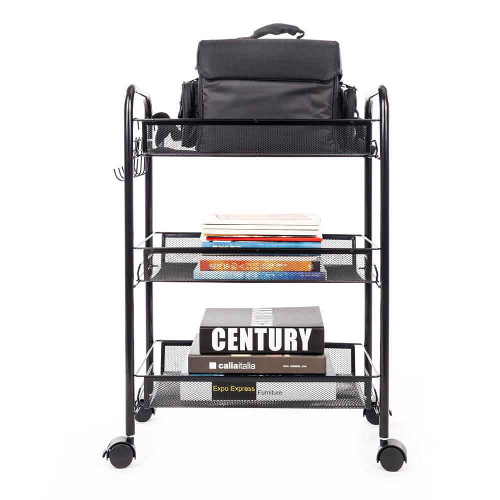 Karl home 3 Tiers Iron Multi-Functional 4-Wheeled Storage Cart in Black 302589548547