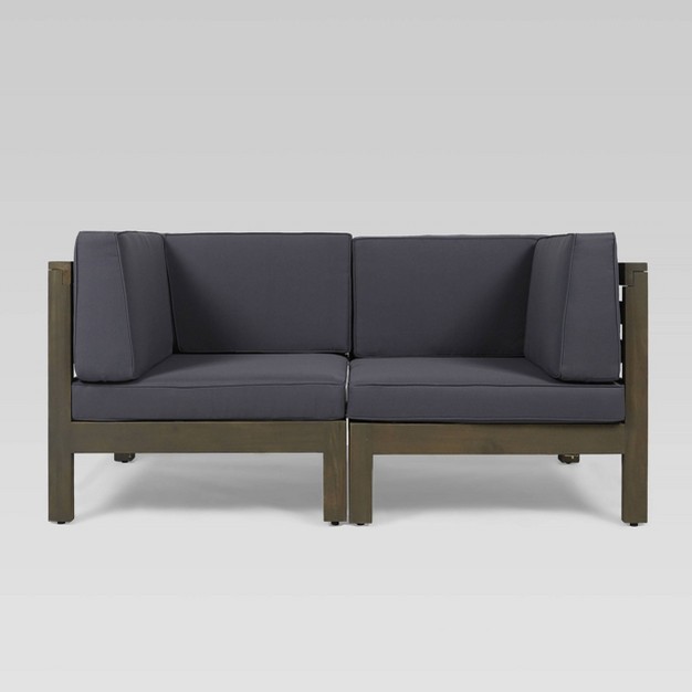 Brava 2pc Acacia Modular Loveseat Gray dark Gray Christopher Knight Home