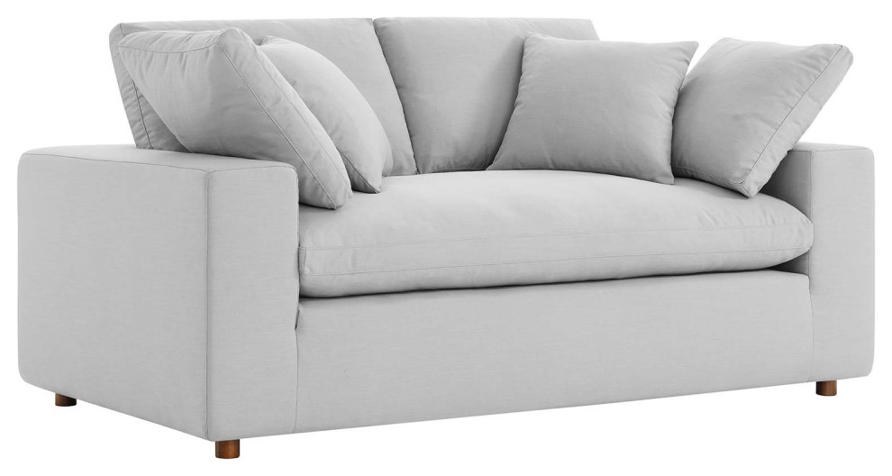 Commix Down Filled Overstuffed Loveseat   Light Gray   Transitional   Loveseats   by VirVentures  Houzz