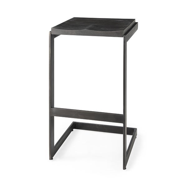 Kiran Black Solid Wood Seat w/ Black Iron Base Counter Stool