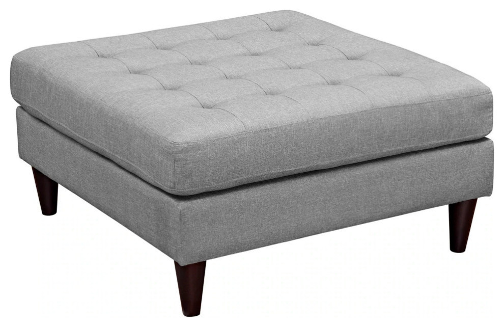 Melanie Light Gray Upholstered Fabric Large Ottoman   Midcentury   Footstools And Ottomans   by Peachtree Fine Furniture  Houzz