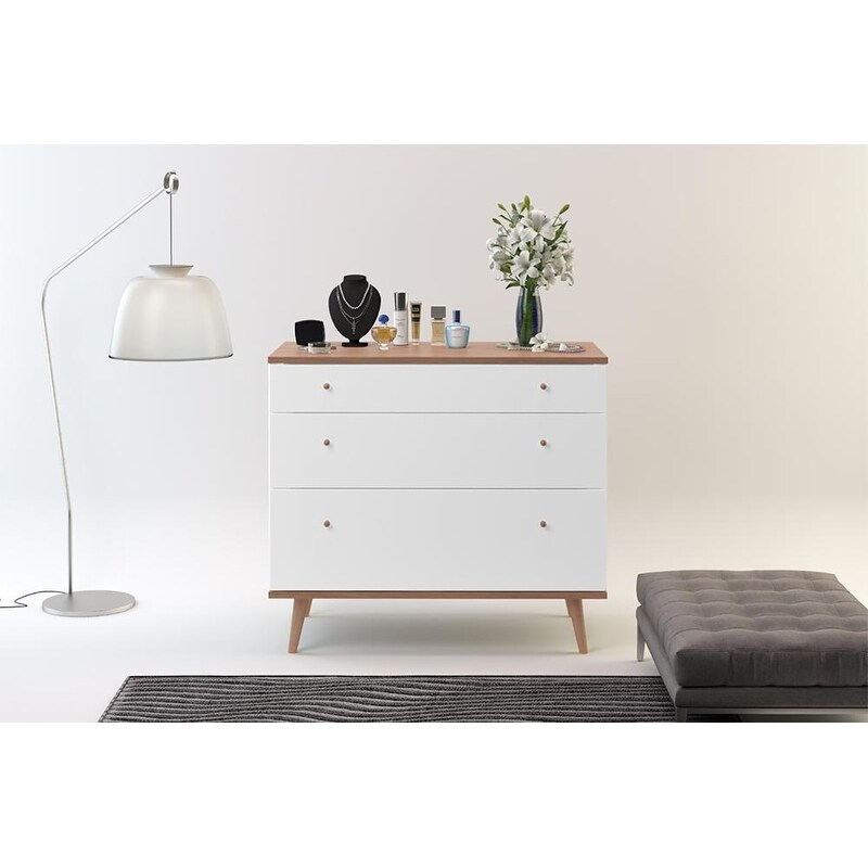 Midtown Concept 3 Drawer Dresser Bedroom Storage Three Drawer Chest MDF Wood