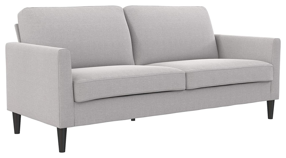 Modern Sofa  Linen Upholstery With Cushioned Seat  ampTapered Legs  Light Gray   Midcentury   Sofas   by Declusia  Houzz