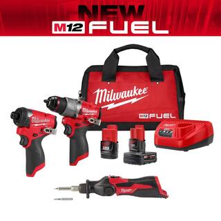 MW M12 FUEL 12-Volt Li-Ion Brushless Cordless Hammer Drill and Impact Driver Combo Kit (2-Tool) with M12 Soldering Iron 3497-22-2488-20