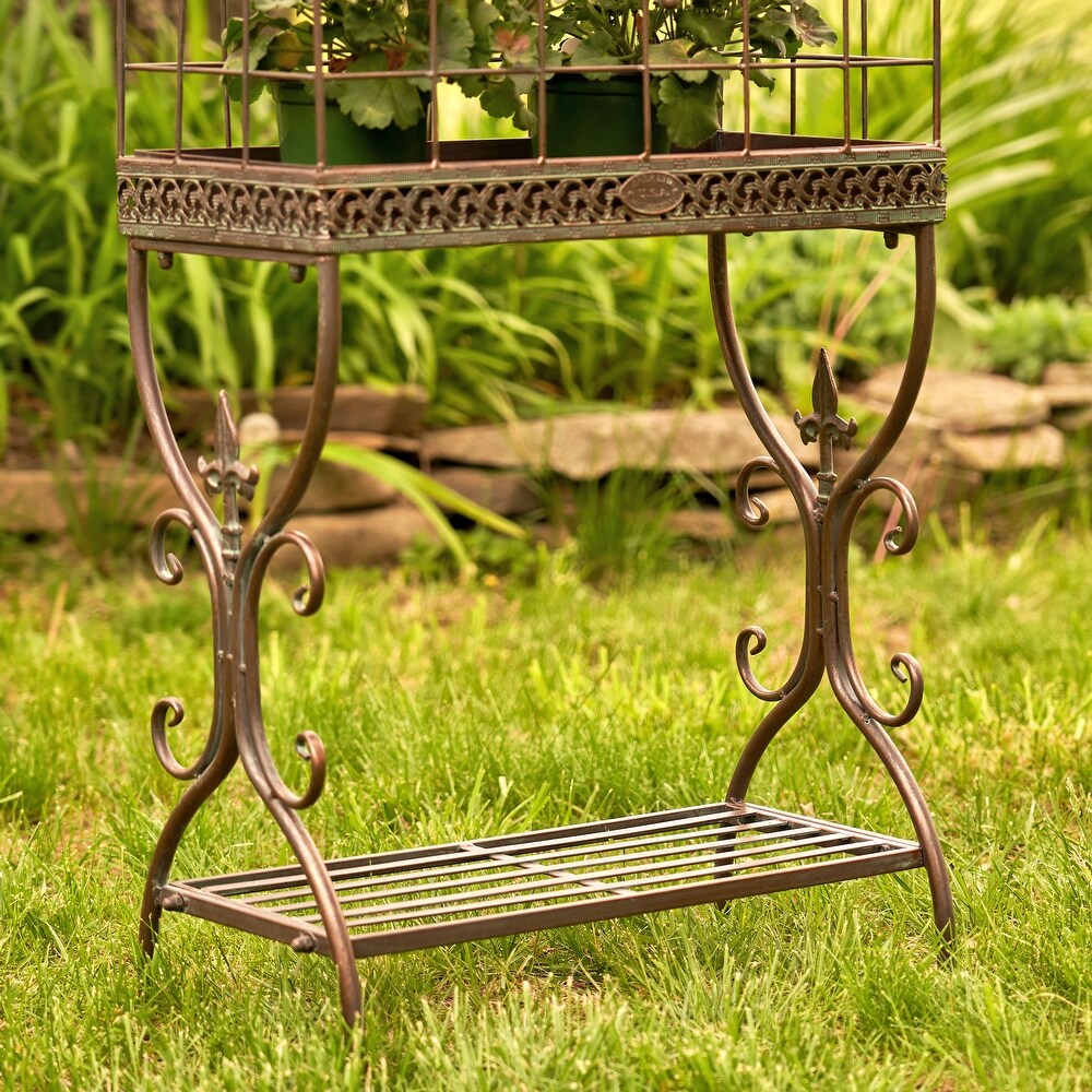 Vintage Style Iron Cage Plant Stand \