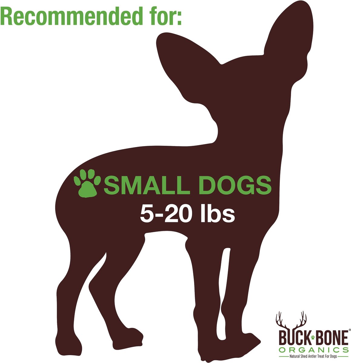 Buck Bone Organics Small Split Elk Antler Dog Treats， 3 count bag