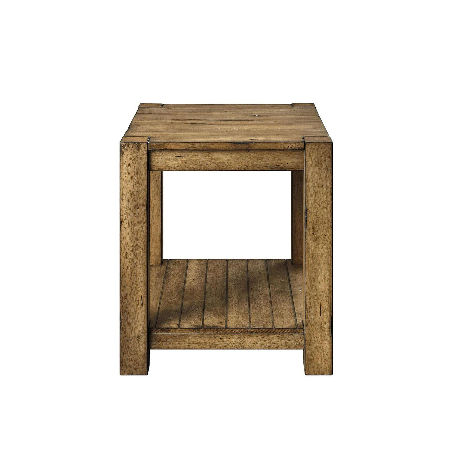 Better Homes and Gardens Bryant Solid Wood End Table， Rustic Maple Brown Finish