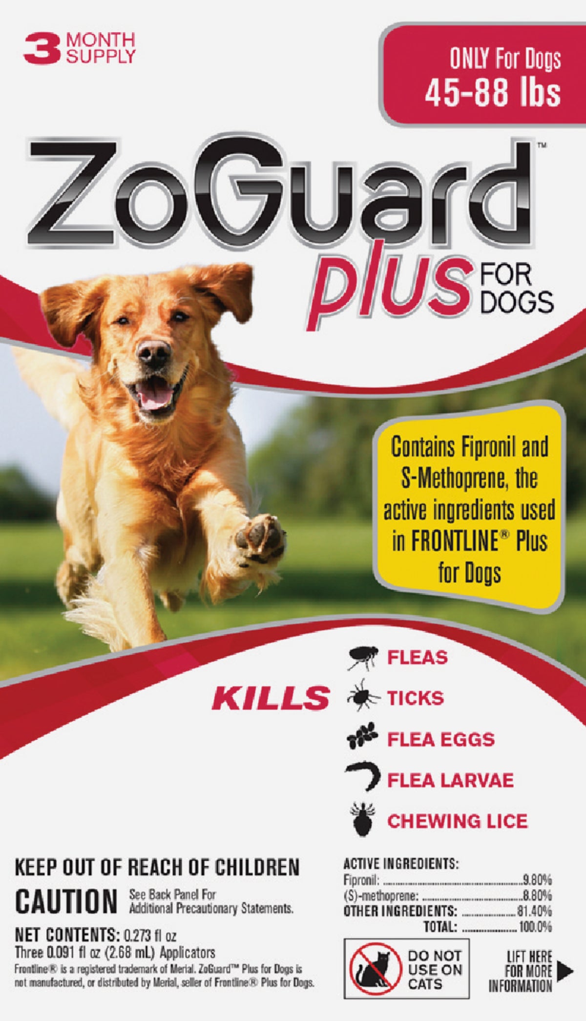 ZoGuard Plus For Dogs Fleaamp Tick Treatment (3) 0.091 Oz. Tubes