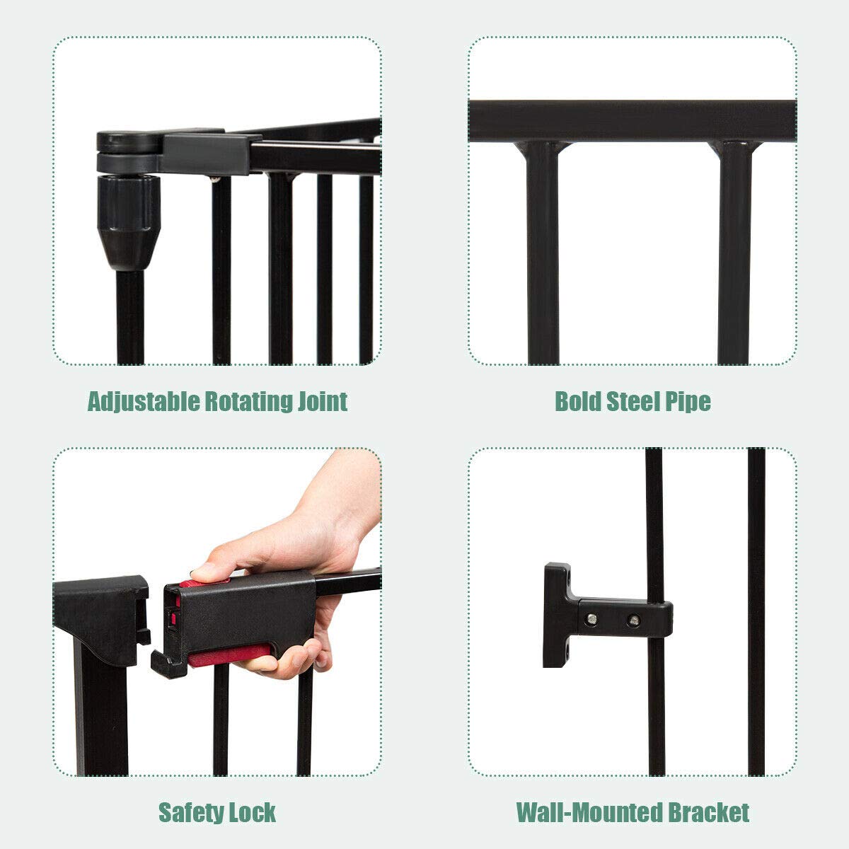 Costzon Baby Safety Gate, 8-Panel Fireplace Fence Gate