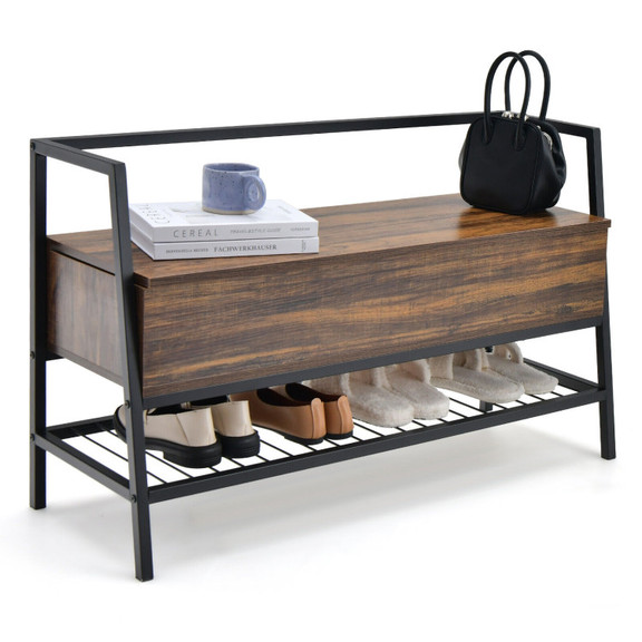 Costway 75198642 Industrial Shoe Bench with Storag...