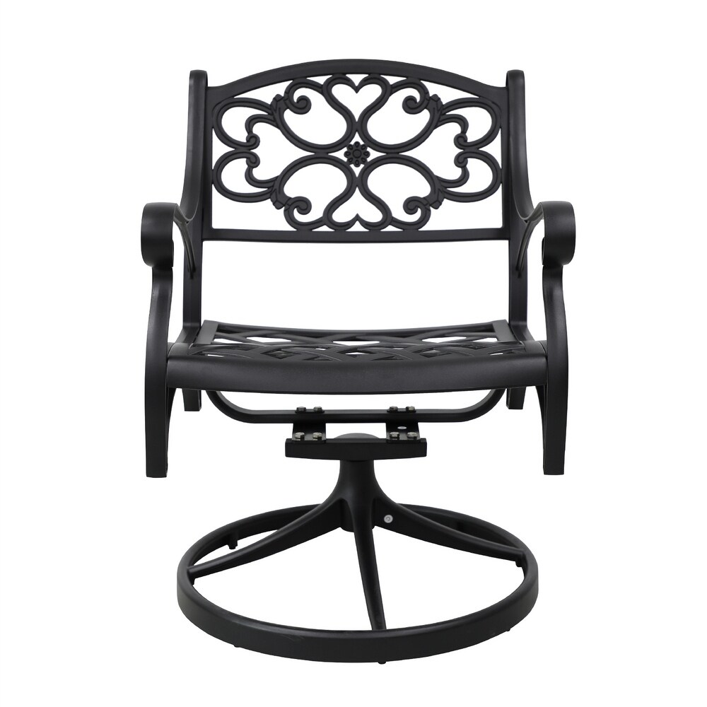 Outdoor cast aluminum patio swivel chair