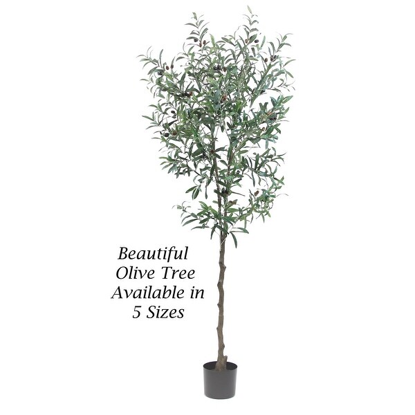 The Mod Greenhouse Faux Green Olive Tree in a Black Matte Planter Pot