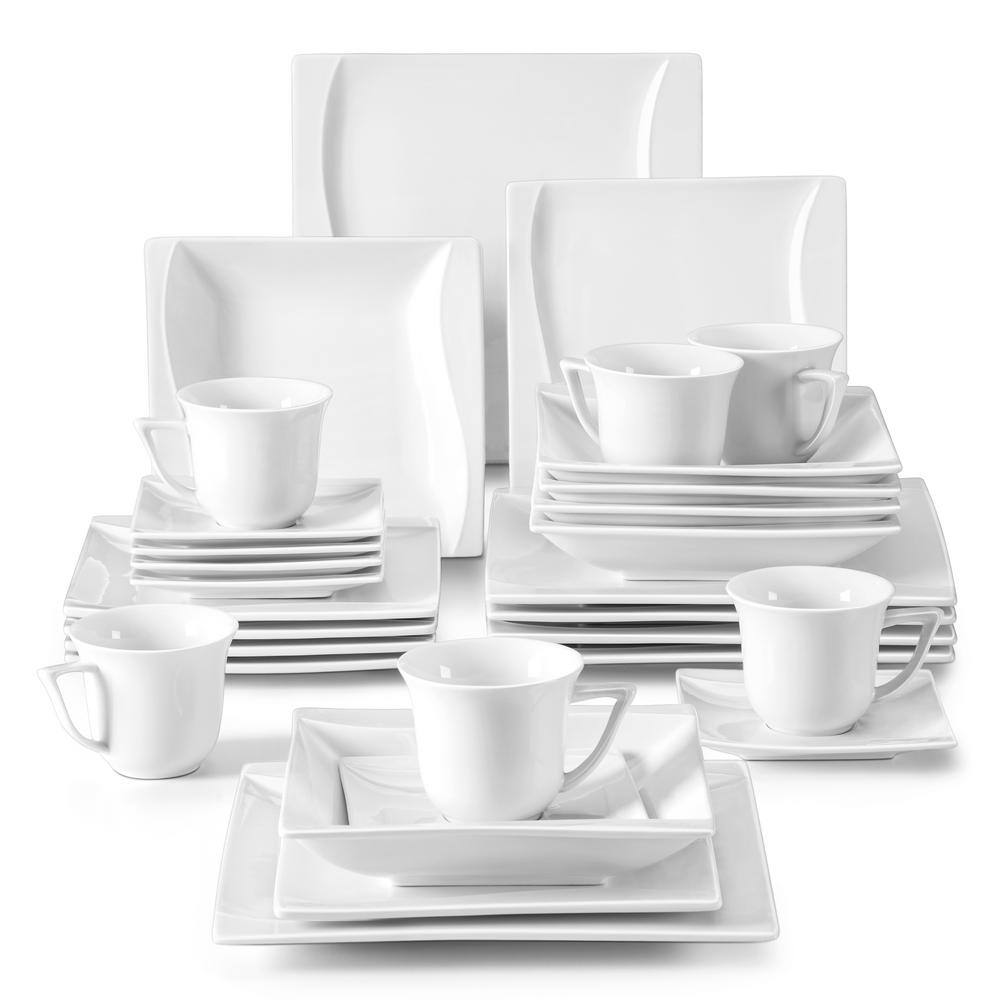 MALACASA Carina 30-Piece Casual Ivory White Porcelain Dinnerware Set (Service for 6) CARINA-30