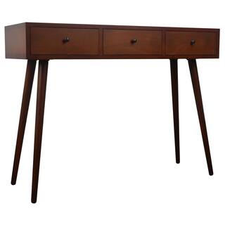 Decor Therapy Mid 42 in. Walnut Standard Rectangle Wood Console Table with Drawers FR6323