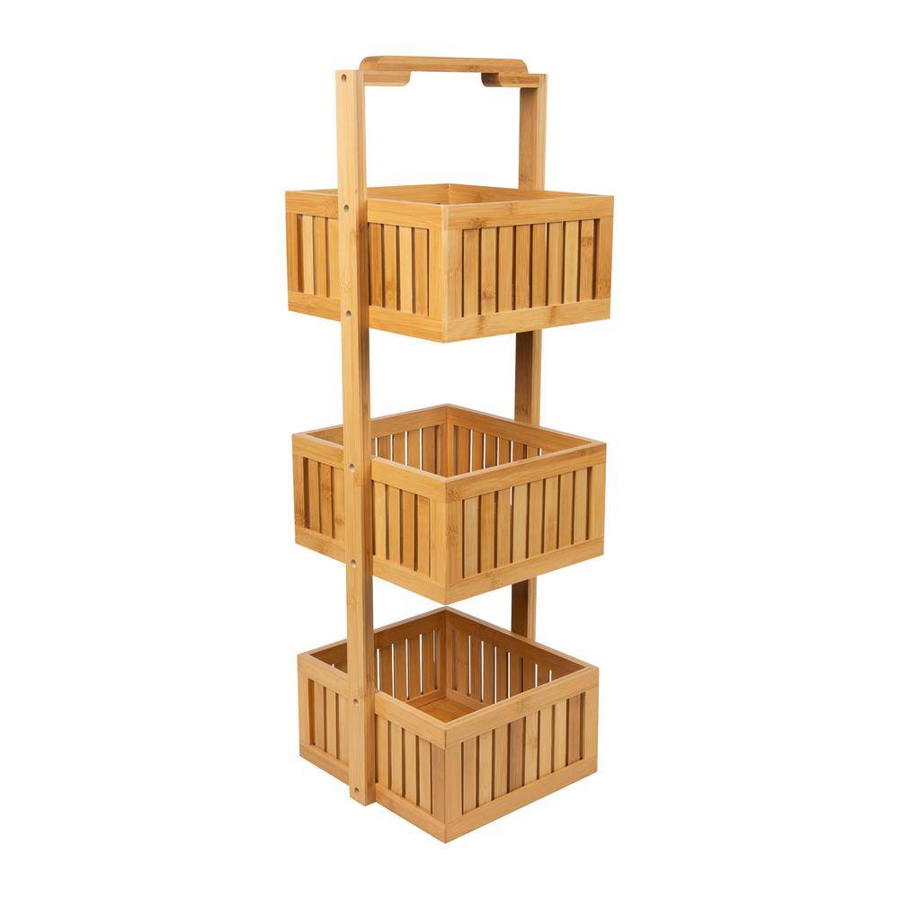 OIA Bamboo Deluxe 3 Tier Bathroom Caddy nh-29948W-1