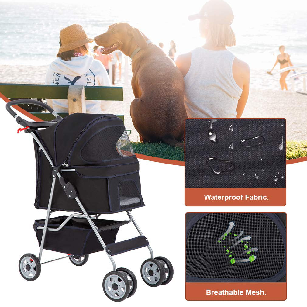 BestPet Folding Pet Stroller， Black， 39