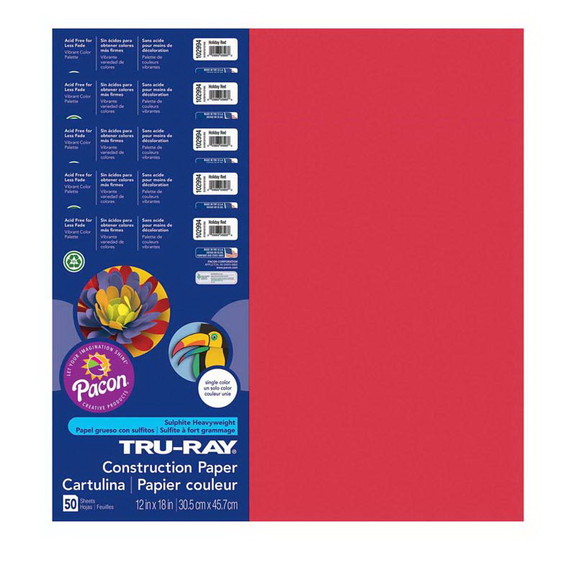 Tru Ray PAC102994 5 Tru Ray 12X18 Holiday Red  Con...