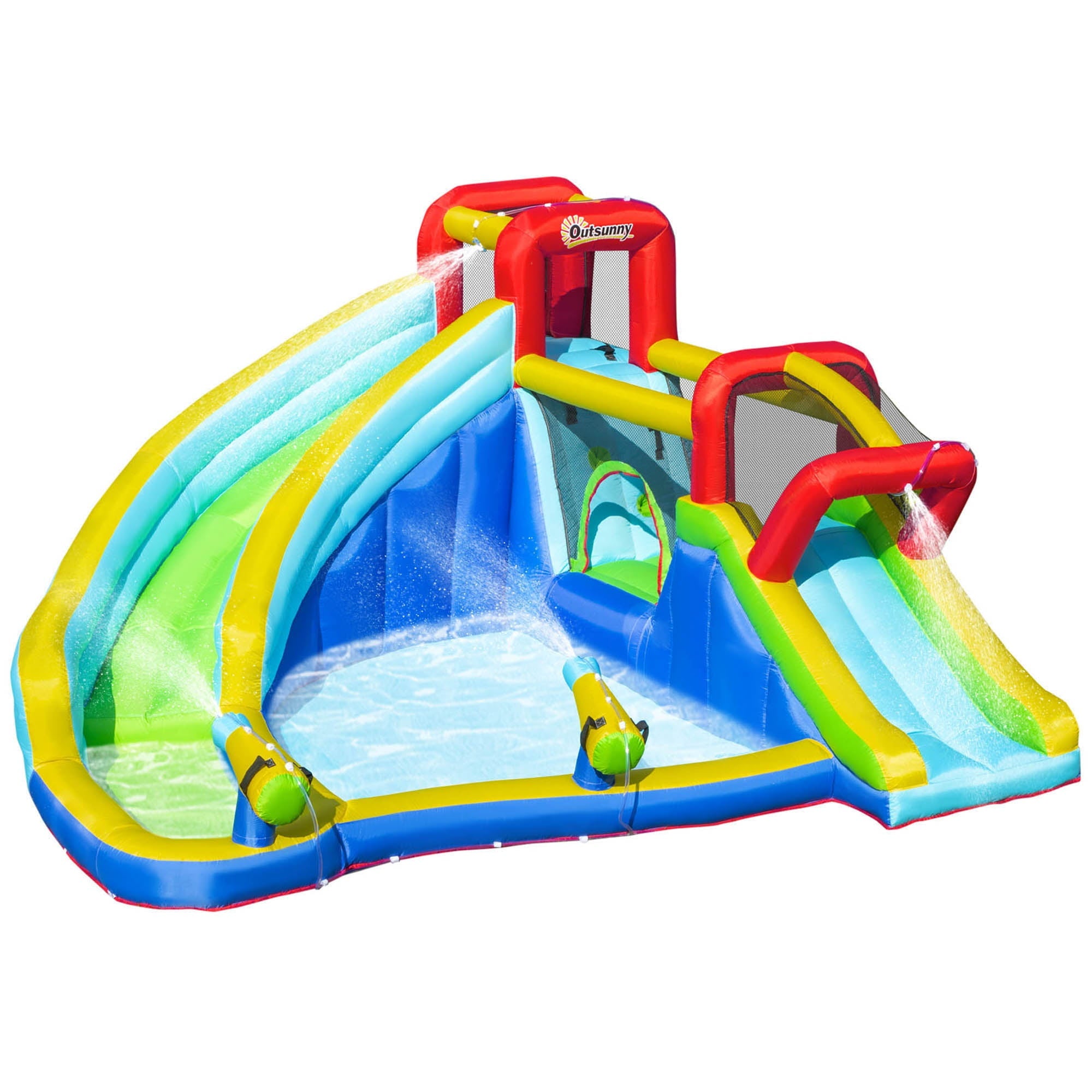 Kids Inflatable House Slide Water Pool Climbing Wall with Inflator