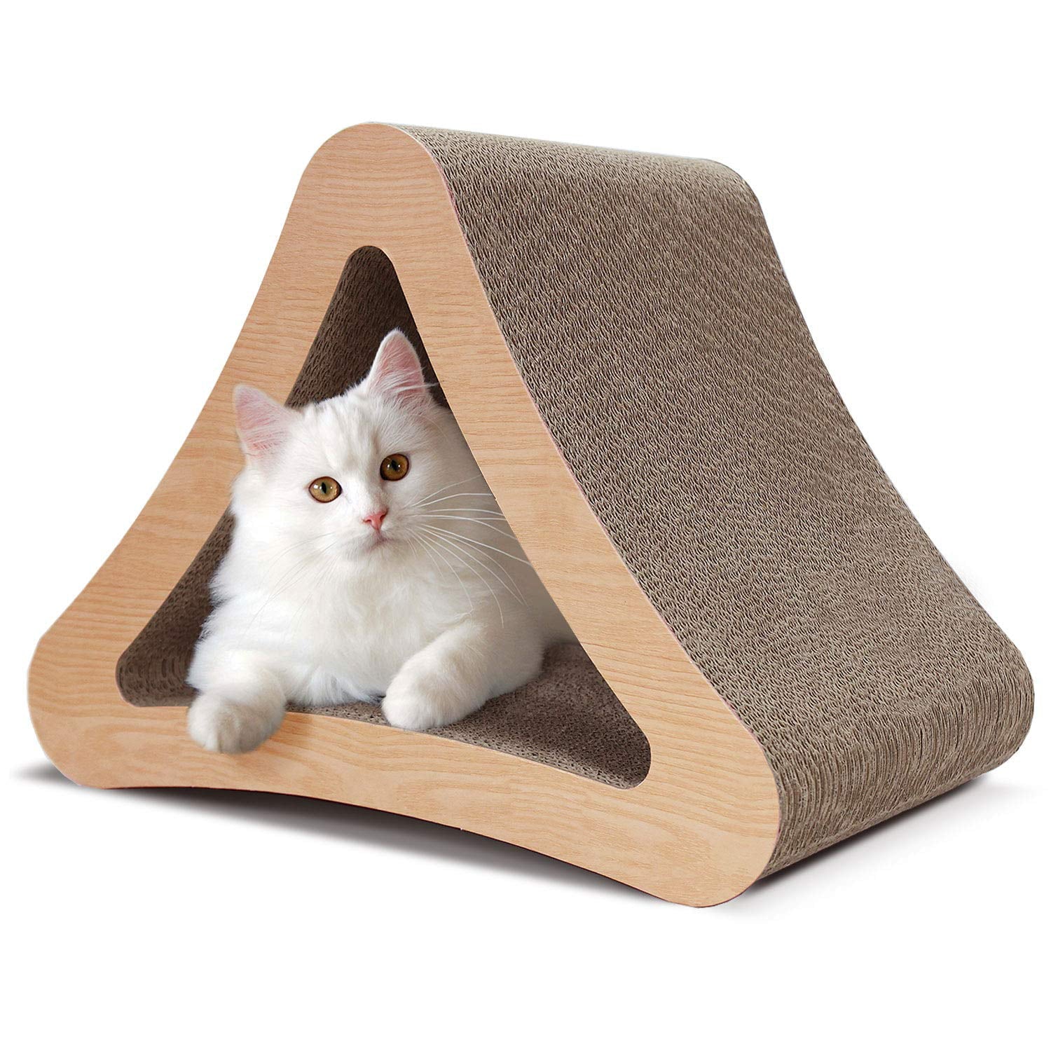 ScratchMe Triangle Cat Scratch Post Cardboard and Scratching Board with Catnip