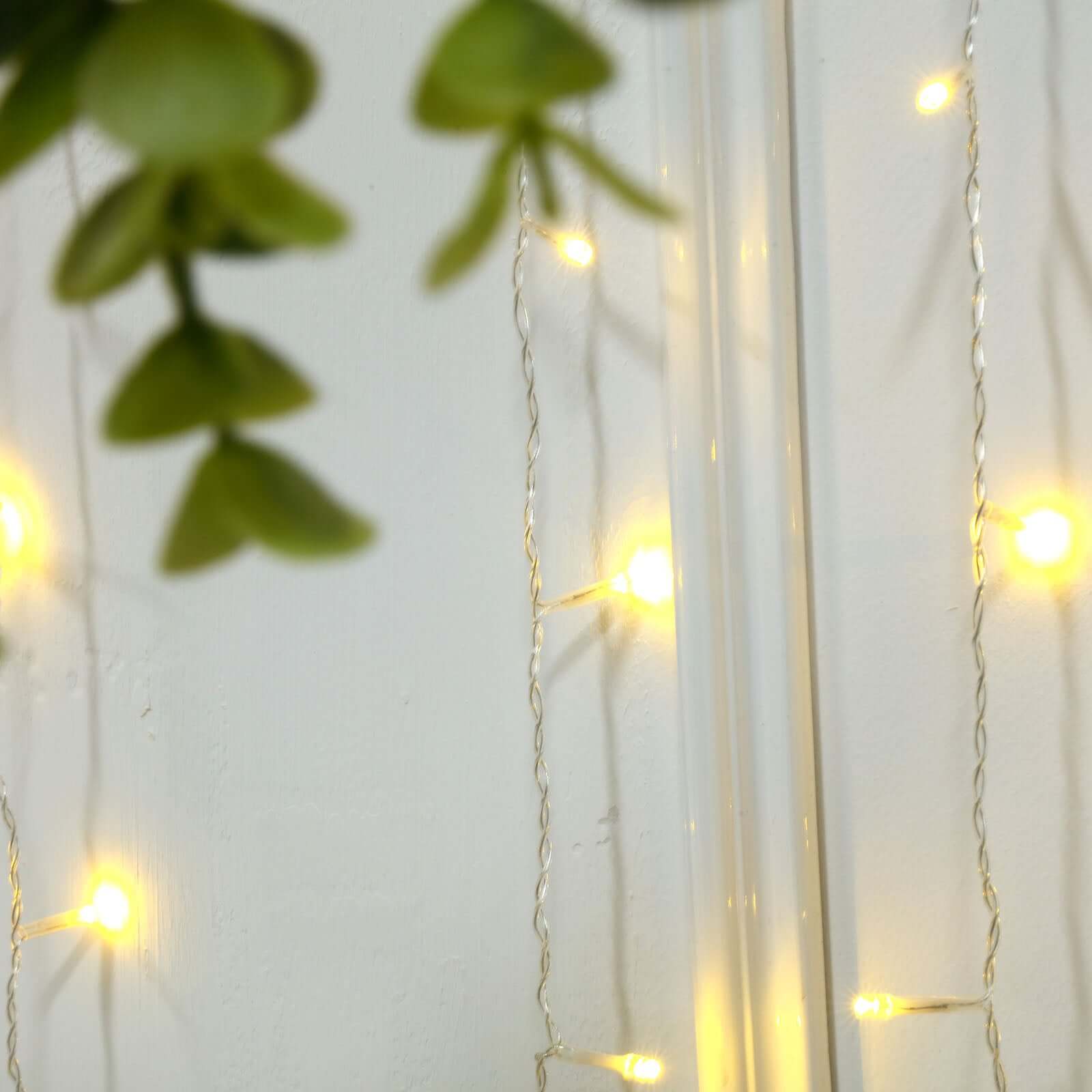 Warm White 192 LED Icicle Curtain Fairy String Lights with 8 Modes 5ftx8ft