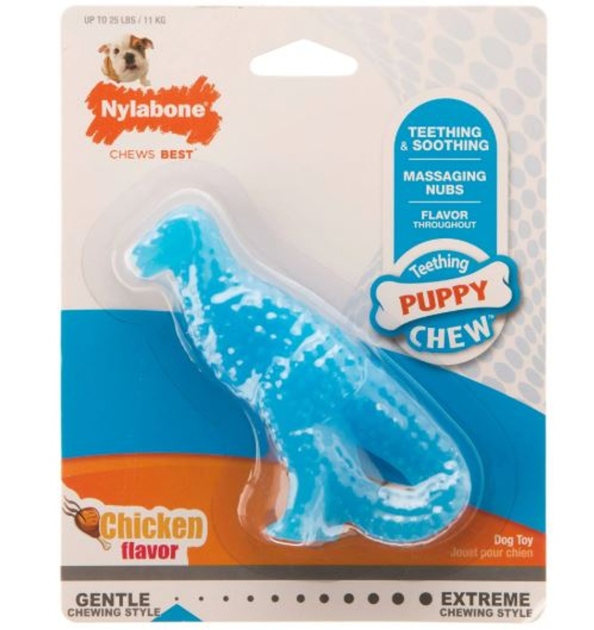 Nylabone Chicken Flavored Petite Puppy Teething Dinosaur Dog Chew Toy