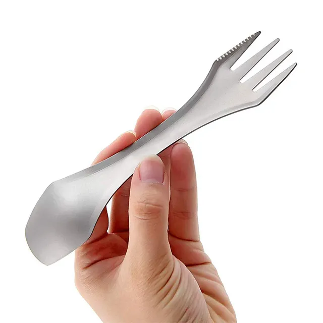 JXT OEM factory Boundless Voyage Camping Hiking and Backpacking Multi Spoon Fork and Knife Titanium Ultralight 3 in 1 Spork