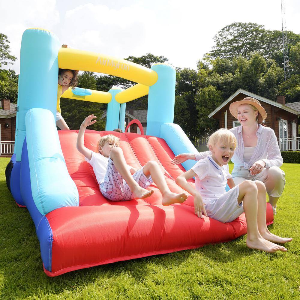 dubbin 5-In-1 Inflatable Bounce House with Football Goal Frame and Basketball Hoop with 350 Watt Blower FXINC-A001