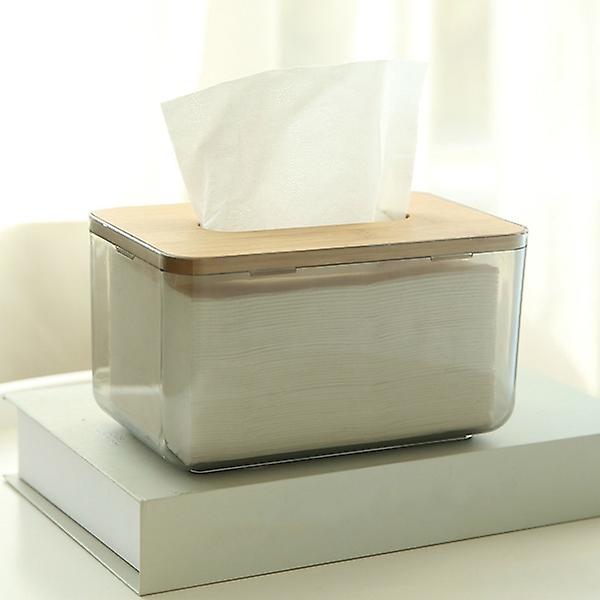 Transparent Tissue Box With Wooden Lid