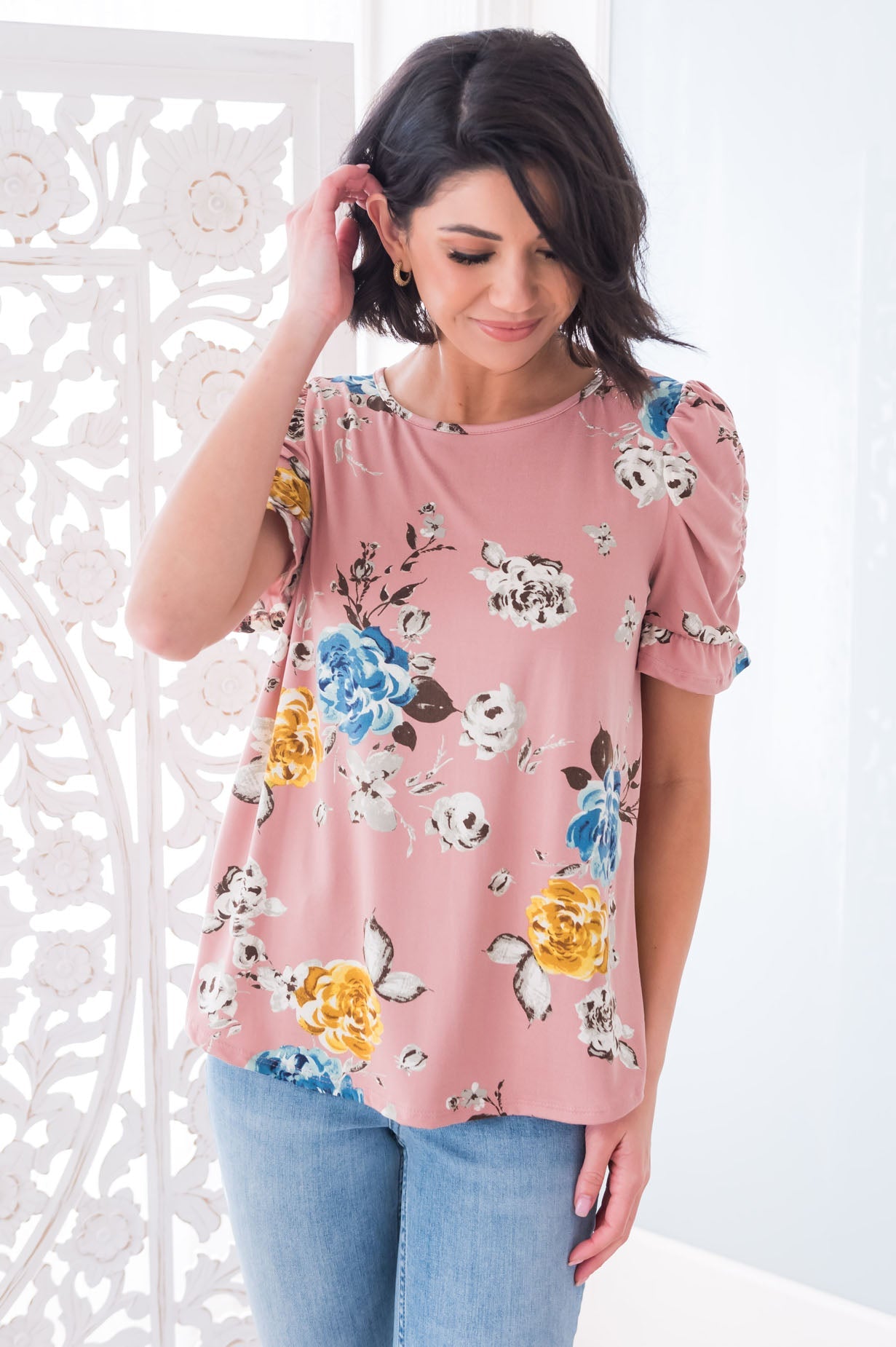 Darling Smile Ruche Sleeve Top