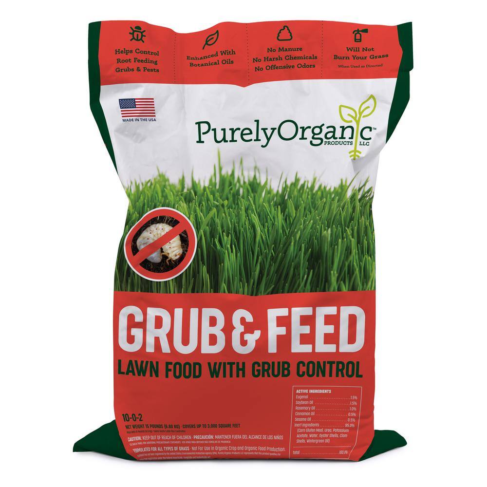 Purely Organic Products 15 lbs. Grub and Feed Lawn Food 10-0-2 Covers 3000 sq. ft. POP-GRUB1002