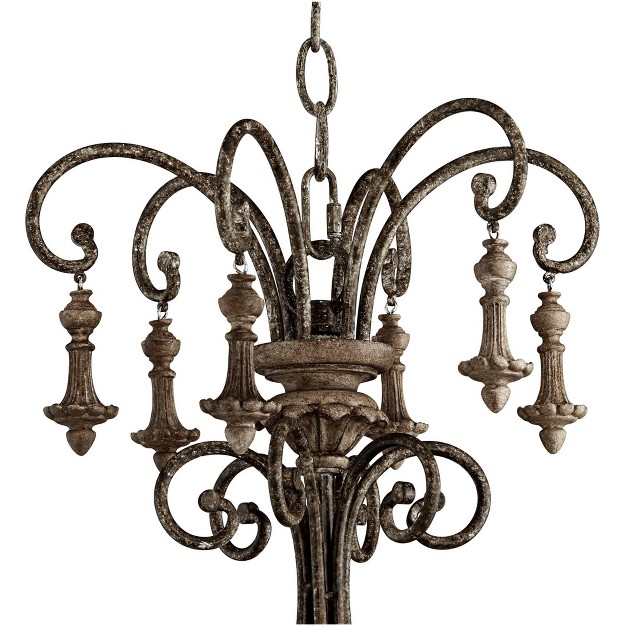 Wide French Country Cottage Scrolled Tiers 6 light Fixture For Dining Room Kitchen Island