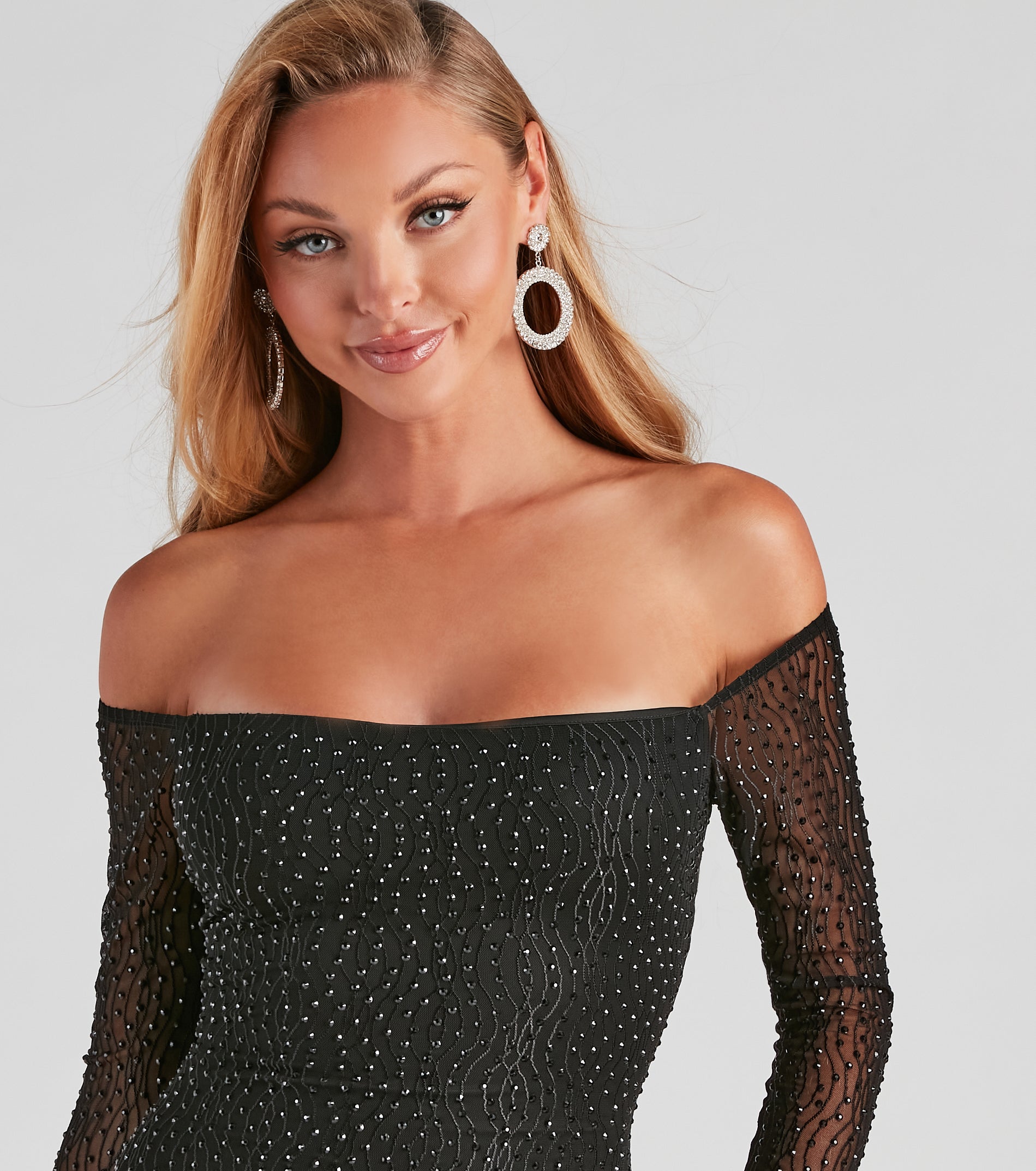 Winona Heat Stone Off Shoulder Dress