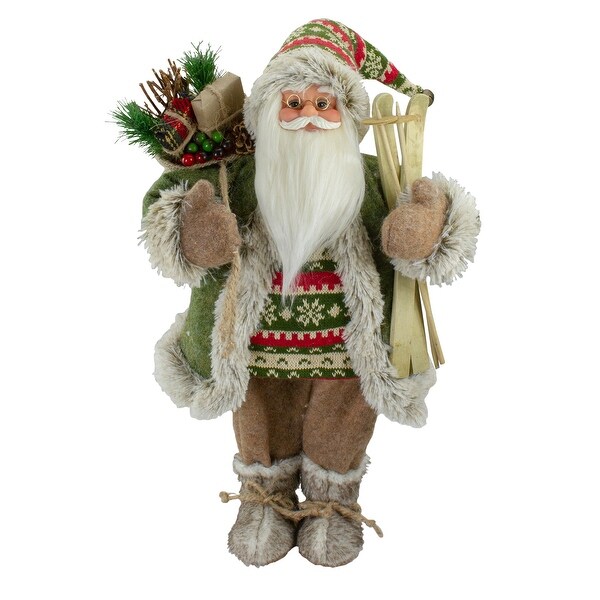 18Standing Santa Christmas Figure Carrying Skis and Presents