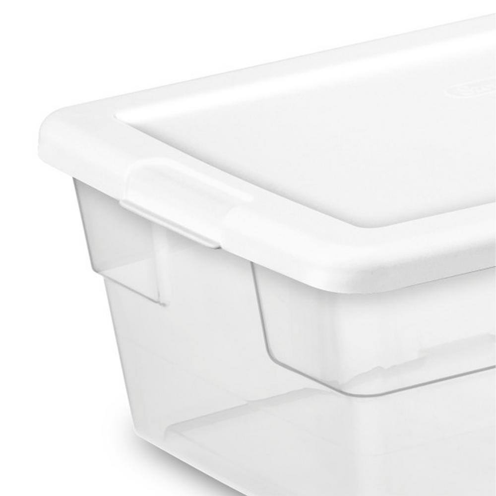 Sterilite 6 Qt. Plastic Storage Container Bin Snap Close White Lid in Clear (12 Pack) 12 X 16428012