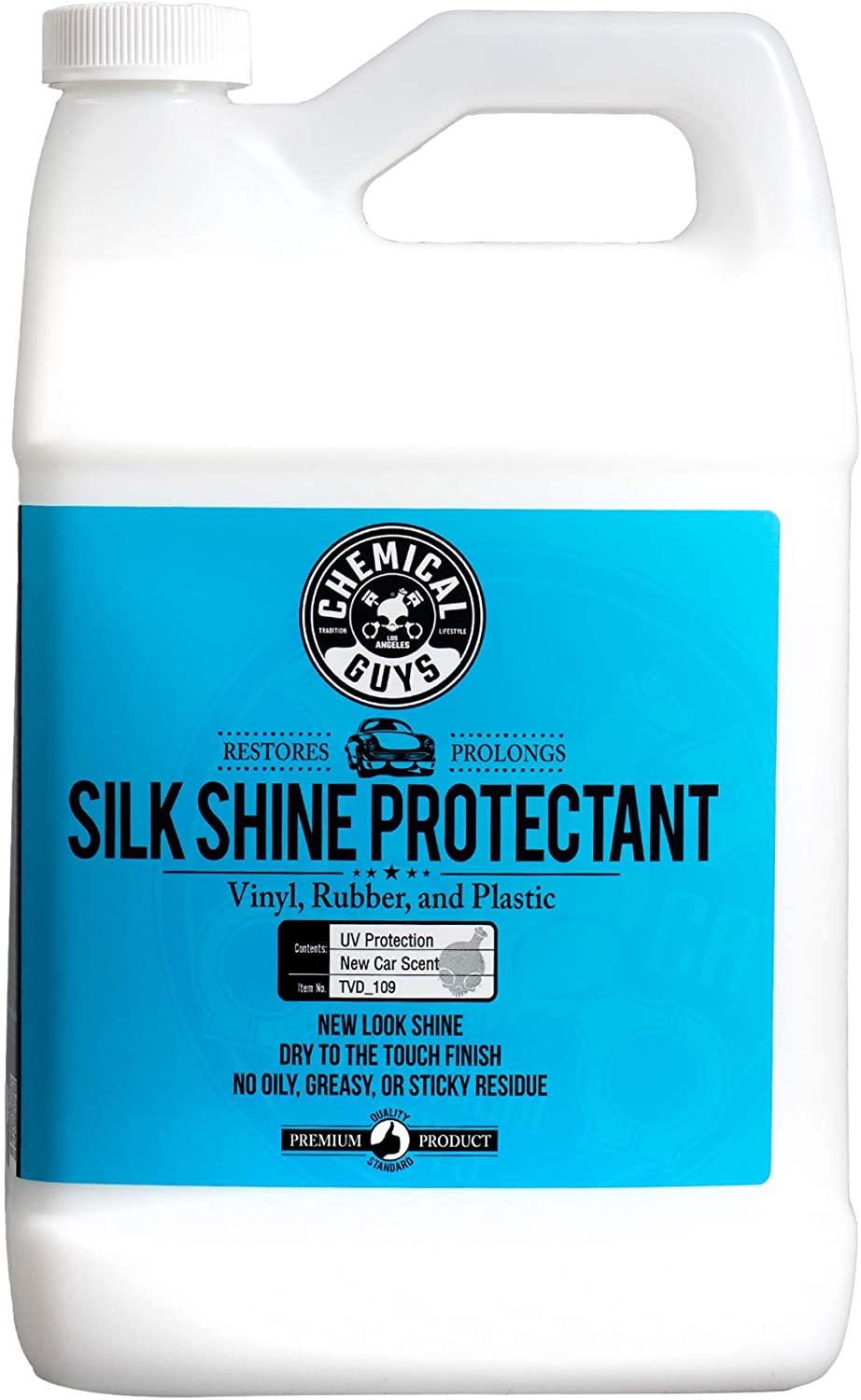 Chemical Guys TVD_109 Silk Shine Sprayable Dry-To-The-Touch Dressing and Protectant for Tires， Trim， Vinyl， Plastic and More， Safe for Cars， Trucks， Motorcycles， RVs and More， 128 fl oz (1 Gallon)