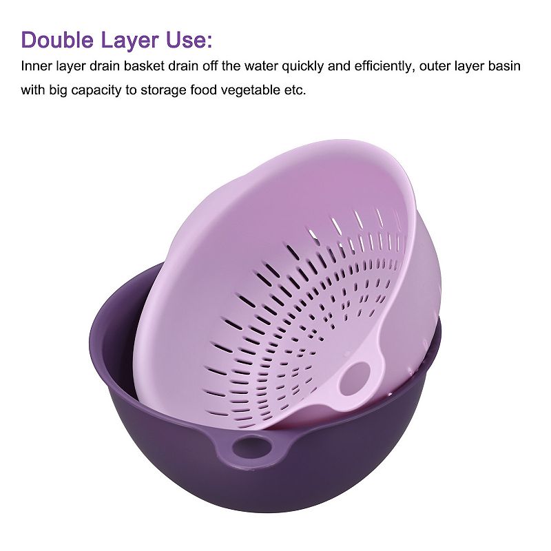 Strainer Colander Bowl Set， 2 Pcs Small Double Layer Drain Basket